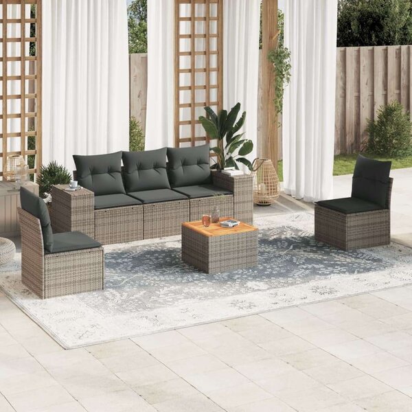 VidaXL Polyrattan Kerti Ülőgarnitúra - 6 részes - Szürke