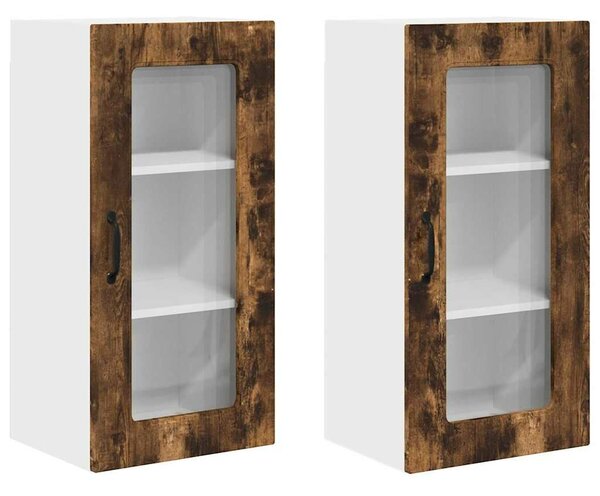 VidaXL Fali konyhaszekrény 2 pcs Füstölt tölgy 40 x 31 x 80 cm Faanyag