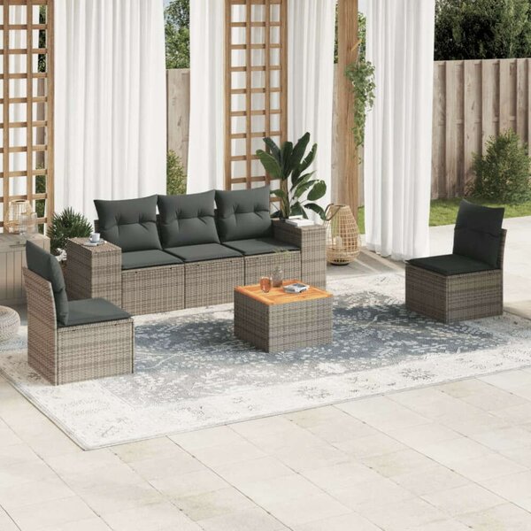 VidaXL Polyrattan Kerti Ülőgarnitúra - 6 részes - Szürke