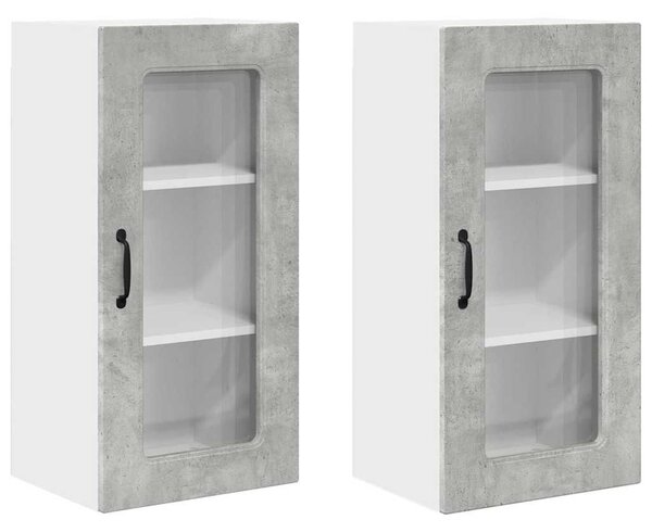 VidaXL Fali konyhaszekrény 2 pcs Beton Szürke 40 x 31 x 80 cm Faanyag