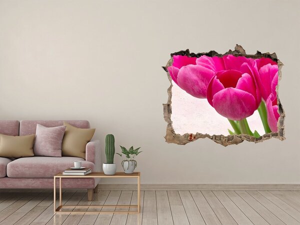 3d lyuk fal dekoráció Rózsaszín tulipánok