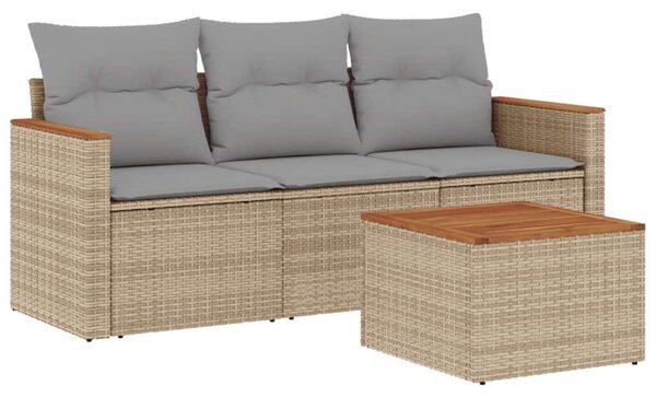 VidaXL Polyrattan Kerti Ülőgarnitúra - 4 részes - Bézs