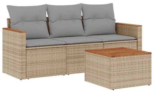 VidaXL Polyrattan Kerti Ülőgarnitúra - 4 részes - Bézs