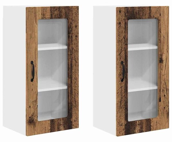 VidaXL Fali konyhaszekrény 2 pcs Öreg fa 40 x 31 x 80 cm Faanyag