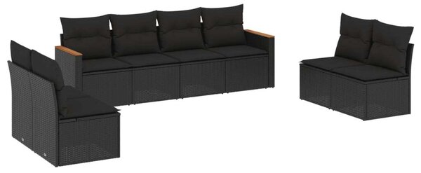 VidaXL Polyrattan Kerti Ülőgarnitúra - 8 részes - Fekete