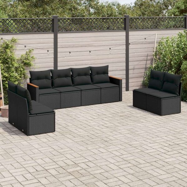 VidaXL Polyrattan Kerti Ülőgarnitúra - 8 részes - Fekete