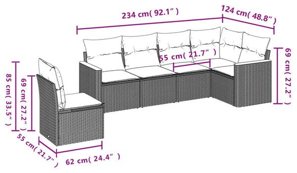 VidaXL Polyrattan Kerti Ülőgarnitúra - 6 részes - Bézs