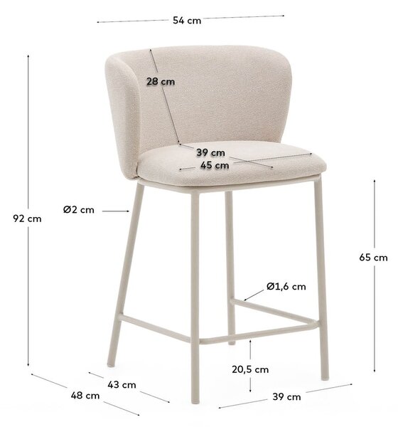 Bézs bárszék (ülésmagasság 65 cm) Ciselia – Kave Home
