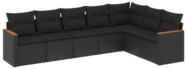 VidaXL 7 részes Kerti Ülőgarnitúra - Polyrattan - Fekete