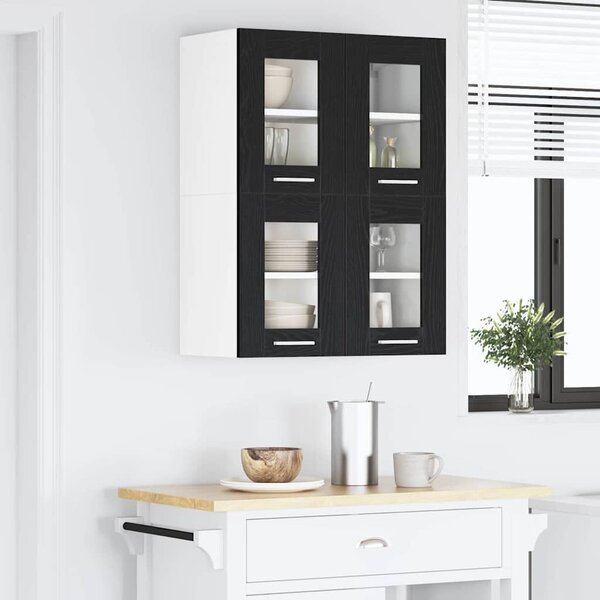 VidaXL Függő szekrény Riga 2 pcs Fekete tölgy 60 x 31 x 40 cm Faanyag