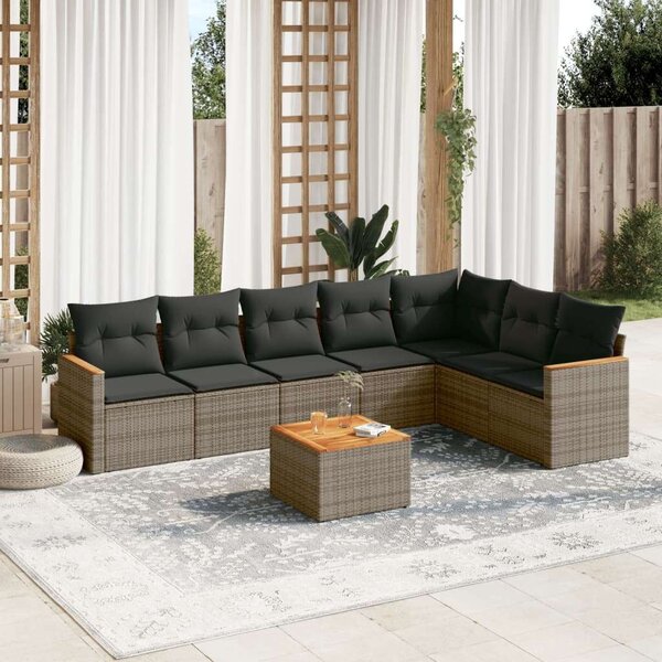 VidaXL Polyrattan Kerti Ülőgarnitúra - 8 részes - Szürke