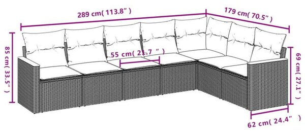 VidaXL 7 részes Kerti Ülőgarnitúra - Polyrattan - Fekete