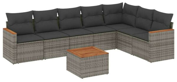 VidaXL Polyrattan Kerti Ülőgarnitúra - 8 részes - Szürke