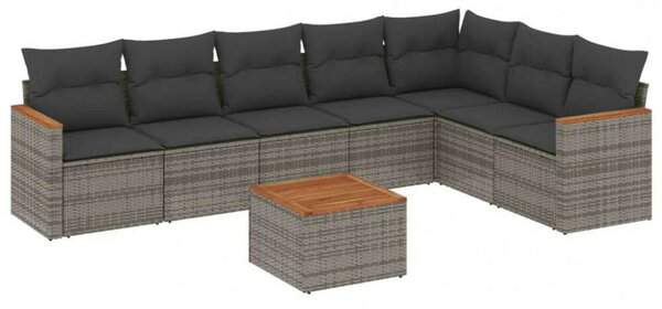 VidaXL Polyrattan Kerti Ülőgarnitúra - 8 részes - Szürke