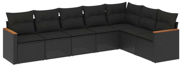 VidaXL 7 részes Kerti Ülőgarnitúra - Polyrattan - Fekete