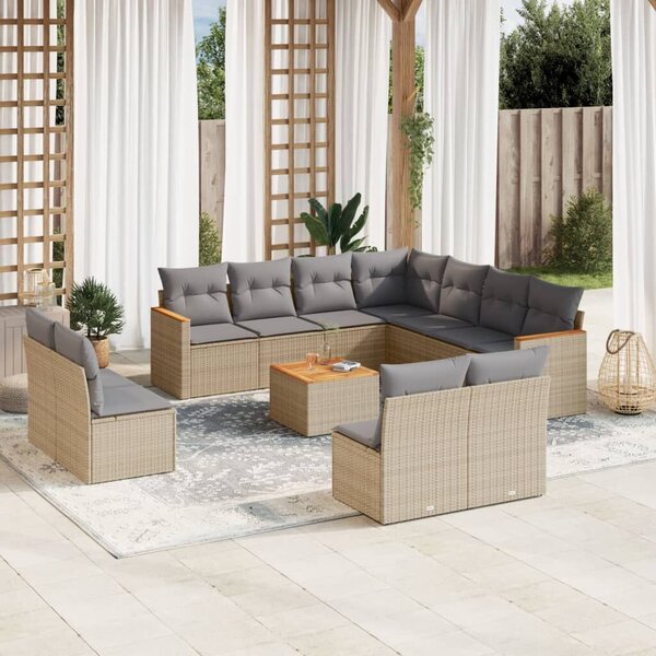 VidaXL Polyrattan Kerti Ülőgarnitúra - 12 részes - Bézs