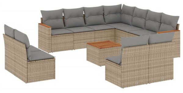 VidaXL Polyrattan Kerti Ülőgarnitúra - 12 részes - Bézs