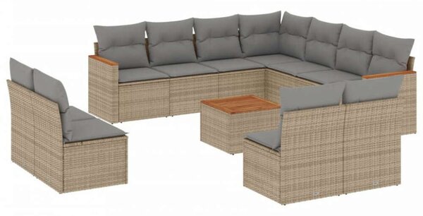 VidaXL Polyrattan Kerti Ülőgarnitúra - 12 részes - Bézs