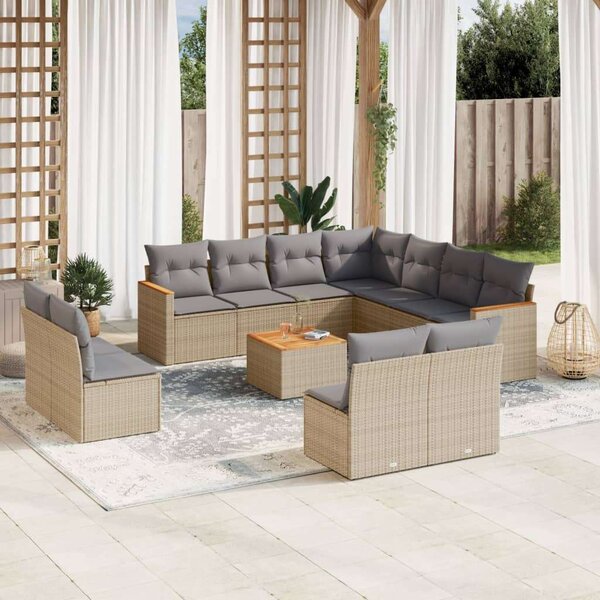 VidaXL Polyrattan Kerti Ülőgarnitúra - 12 részes - Bézs