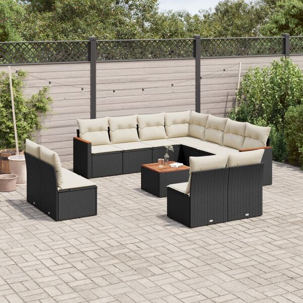 VidaXL Polyrattan Kerti Ülőgarnitúra - 12 részes - Fekete