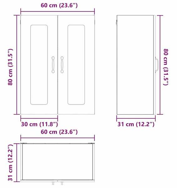 VidaXL Mosogatógép panel Kalmar Magas Fényű Fehér 60 x 31 x 80 cm