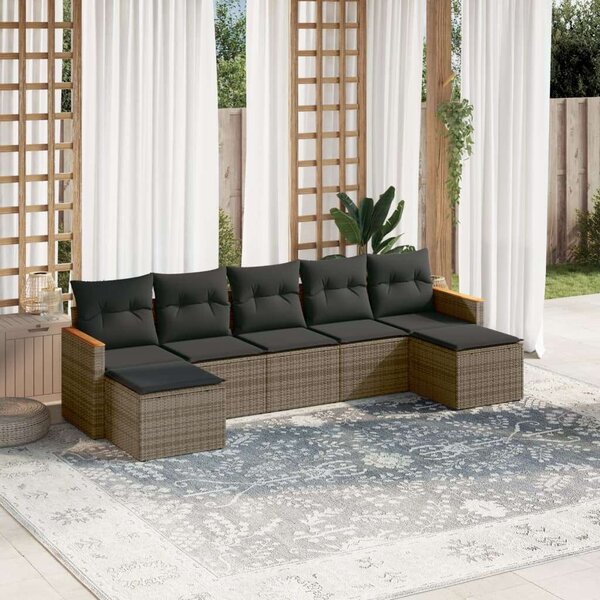 VidaXL Polyrattan Kerti Ülőgarnitúra - 7 részes - Szürke