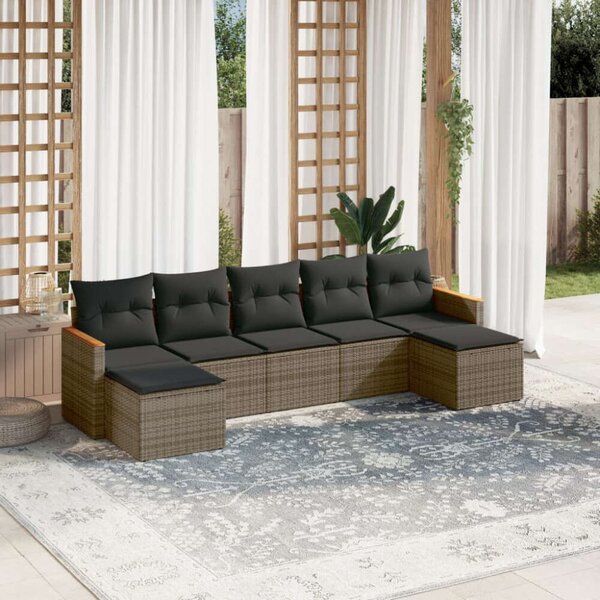 VidaXL Polyrattan Kerti Ülőgarnitúra - 7 részes - Szürke