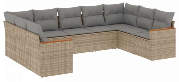 Polyrattan Kerti Ülőgarnitúra - 9 részes - Bézs