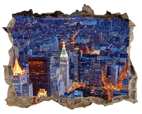 3d lyuk fal dekoráció New york éjjel