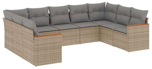Polyrattan Kerti Ülőgarnitúra - 9 részes - Bézs