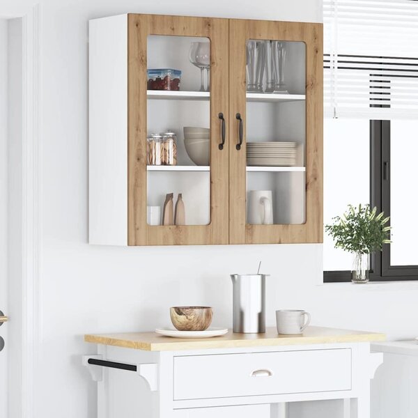 VidaXL Fali üveges szekrény LUCCA Kézműves Tölgy 80 x 31 x 80 cm