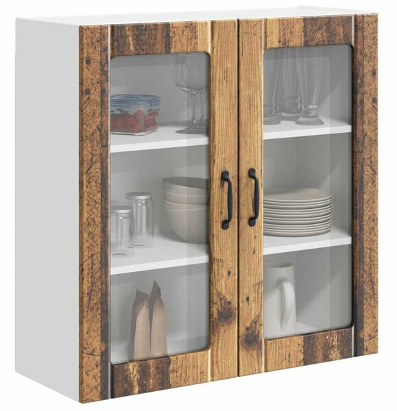 VidaXL Fali üveges szekrény LUCCA Antik Fa 80 x 31 x 80 cm Szerelt Fa
