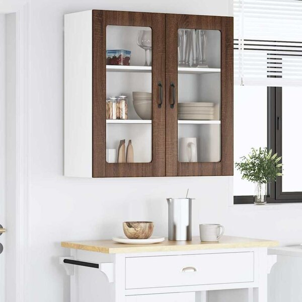 VidaXL Fali üveges szekrény LUCCA Barna Tölgy 80 x 31 x 80 cm