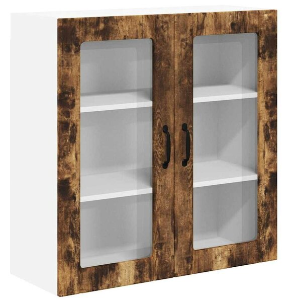 VidaXL Fali üveges szekrény LUCCA Füstös Tölgy 80 x 31 x 80 cm