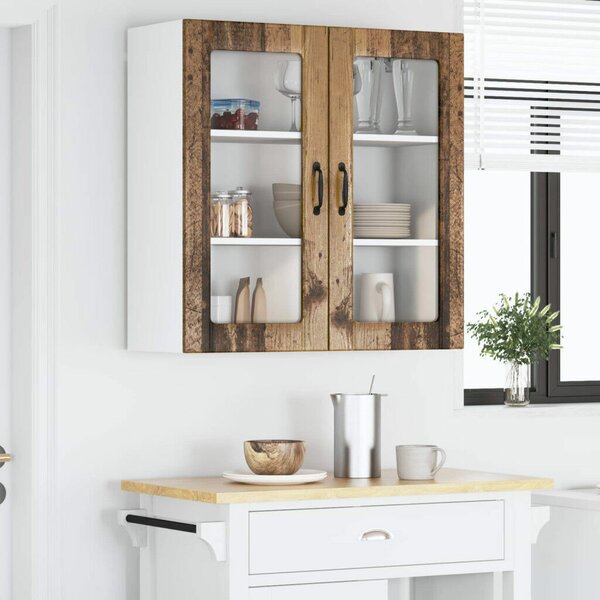 VidaXL Fali üveges szekrény LUCCA Antik Fa 80 x 31 x 80 cm Szerelt Fa