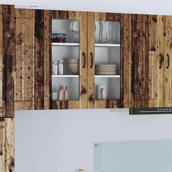 VidaXL Fali üveges szekrény LUCCA Antik Fa 80 x 31 x 80 cm Szerelt Fa