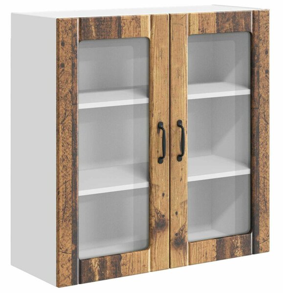 VidaXL Fali üveges szekrény LUCCA Antik Fa 80 x 31 x 80 cm Szerelt Fa