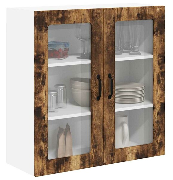 VidaXL Fali üveges szekrény LUCCA Füstös Tölgy 80 x 31 x 80 cm