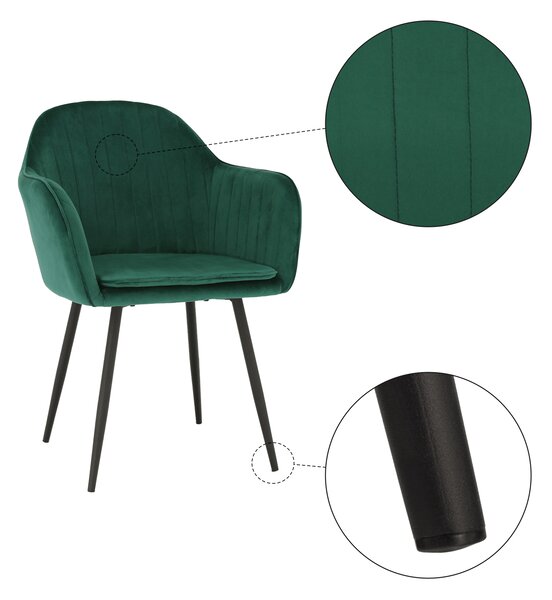 Dizájnos fotel, smaragd Velvet anyag, ZIRKON