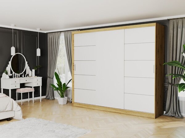 NORVIO III. Gardróbszekrény 250x218x60 - artisan, fehér