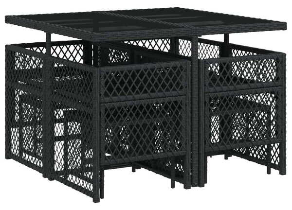VidaXL Polyrattan Kerti Étkezőgarnitúra - 9 részes - Fekete