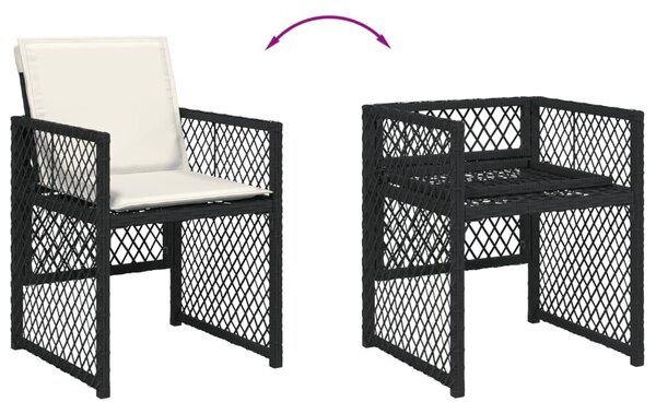 VidaXL Kerti Étkezőgarnitúra - 9 részes - Fekete Polyrattan