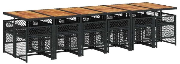 VidaXL 13 részes fekete polyrattan kerti ülőgarnitúra párnákkal