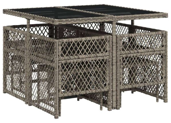 VidaXL Polyrattan Kerti Étkezőgarnitúra - 9 részes - Szürke