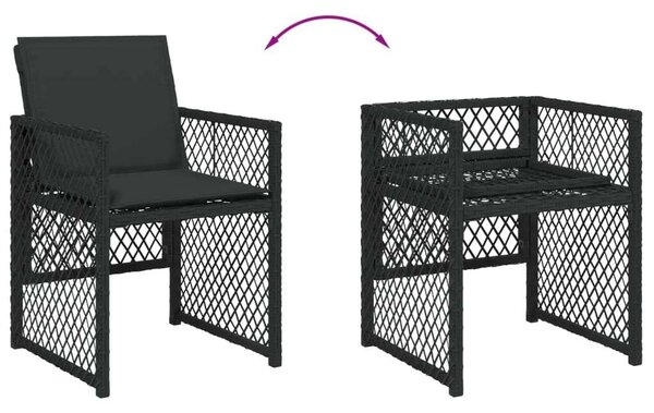 VidaXL Polyrattan Kerti Étkezőgarnitúra - 9 részes - Fekete