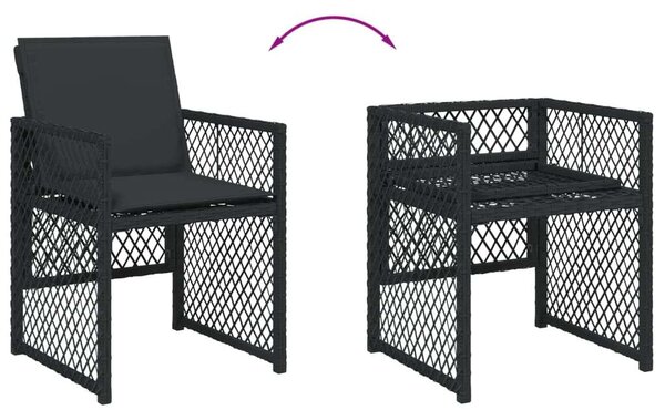 VidaXL 15 Részes Kerti Étkezőgarnitúra - Fekete Polyrattan