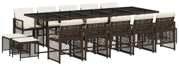 VidaXL 15 részes barna polyrattan kerti ülőgarnitúra párnákkal