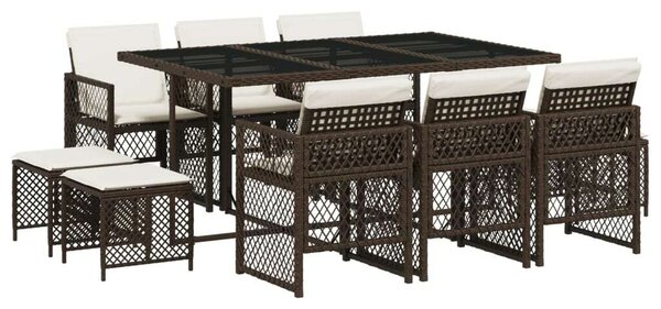VidaXL 11 részes barna polyrattan kerti ülőgarnitúra párnákkal