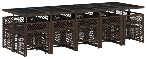 VidaXL 15 részes barna polyrattan kerti ülőgarnitúra párnákkal