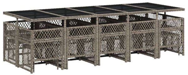 VidaXL Polyrattan Kerti Étkezőgarnitúra - 15 részes - Szürke